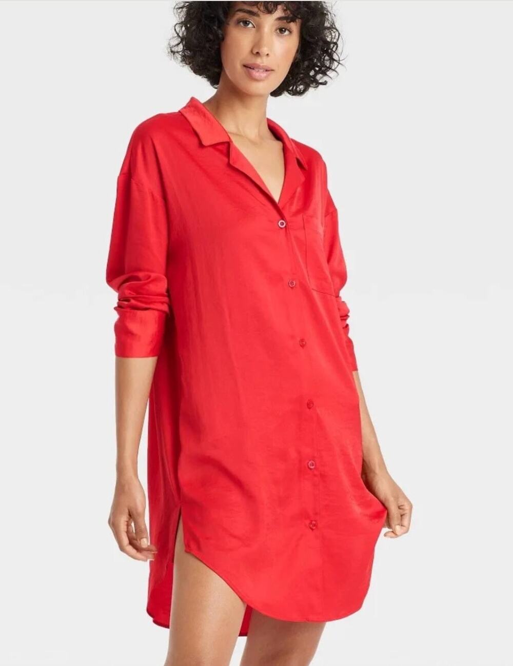 Auden Silky Red Night Shirt Women's XXL